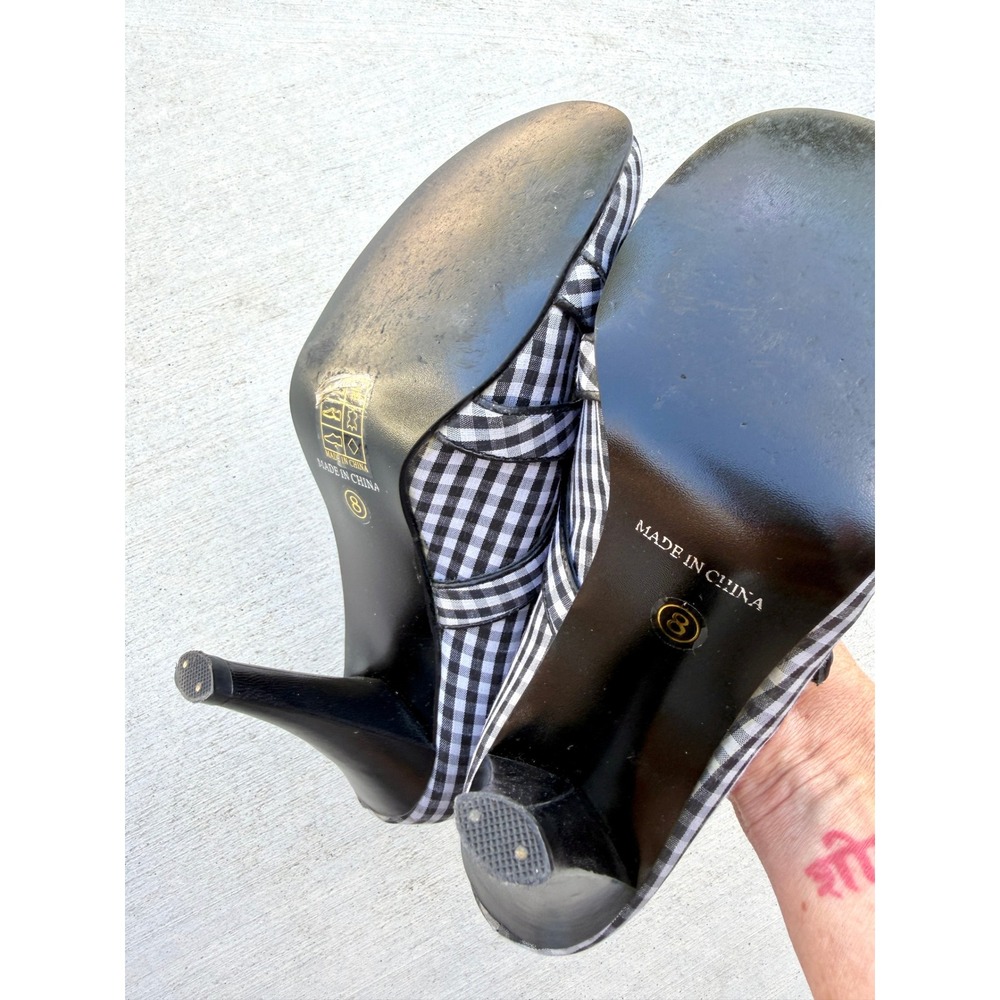 Irregular Choice Gingham Mary Jane Pumps Black White Checkered Heels Size 8 - Picture 7 of 8